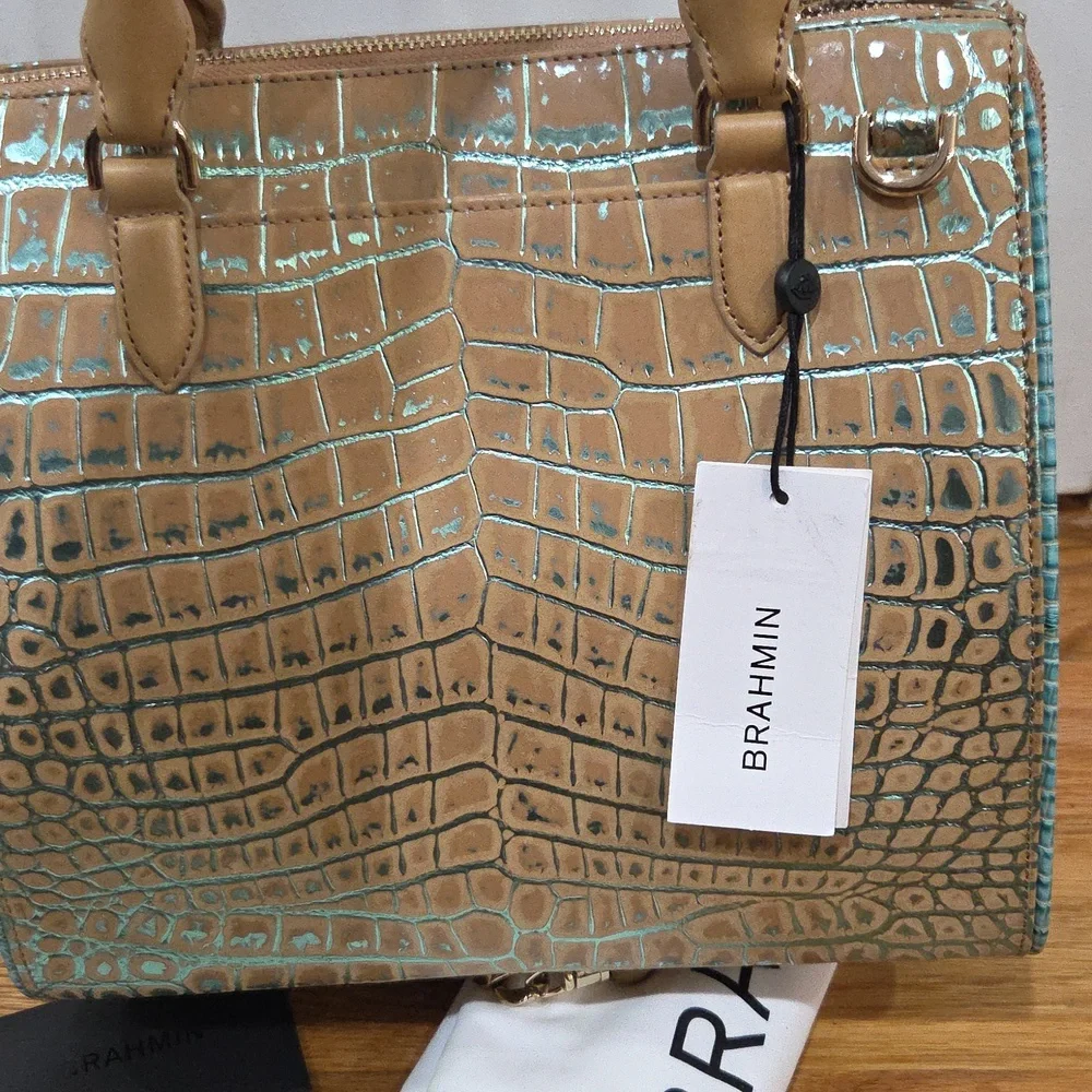 💛▪️Brahmin▪️small Caroline Mineral Blue Fremont Satchel + Veronica wallet Set